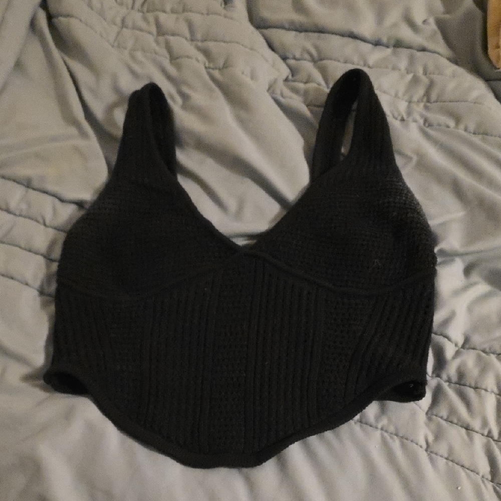 ALO Yoga Black Textured Knit Top